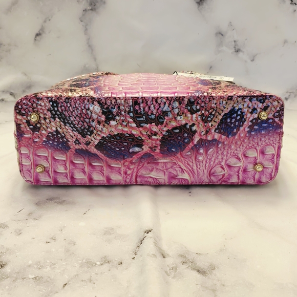 Brahmin Ombré Melbourne Small Elaine Satchel Pink Cobra Snake Embossed Leather - Picture 5 of 12